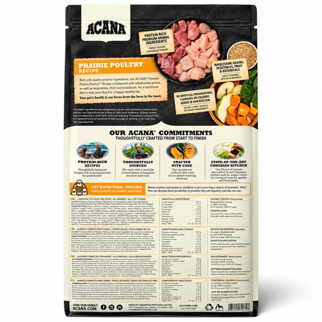 Acana Classics Prairie Poultry Tavuklu ve Hindili Köpek Maması ambalaj görseli (2)