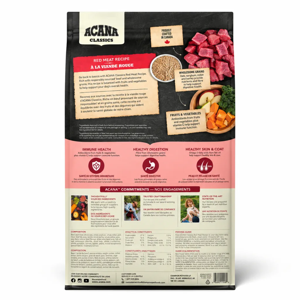 Acana Classics Red Kuzulu ve Sığırlı Köpek Maması ambalaj görseli
