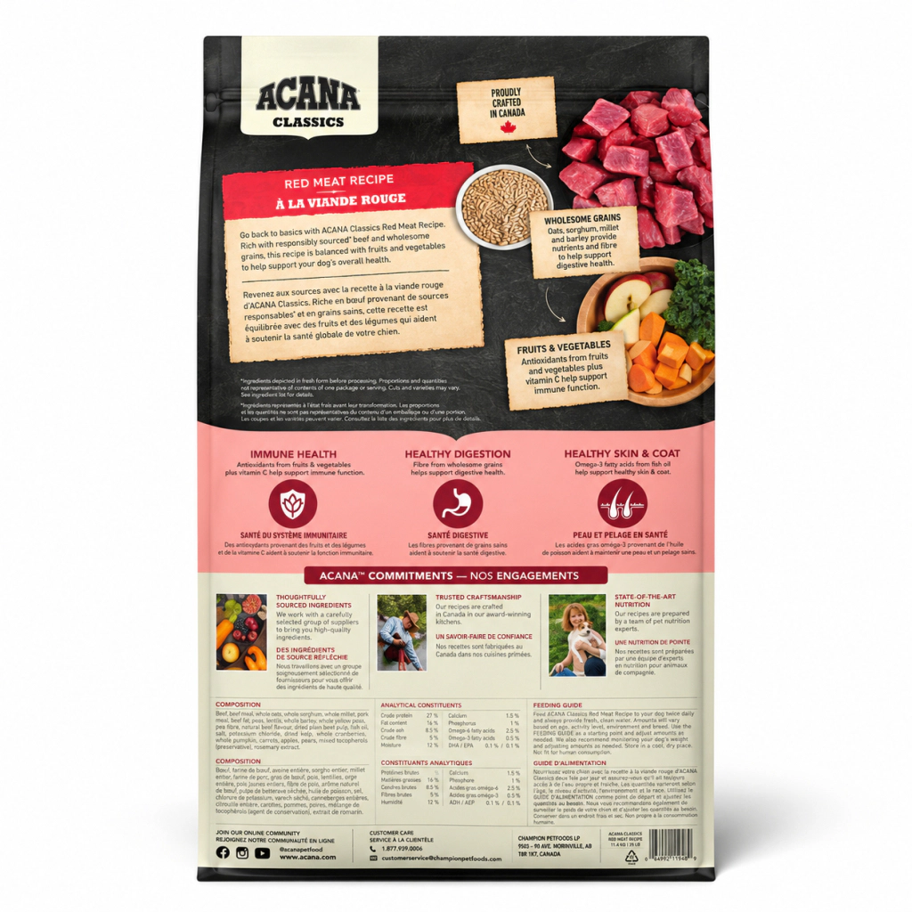Acana Classics Red Meat Kuzulu ve Sığır Etli Köpek Maması ambalaj görseli