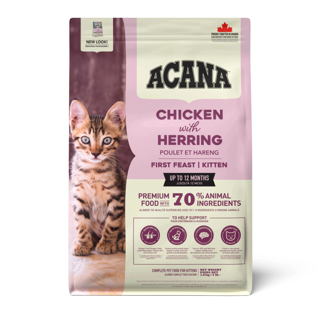 Acana First Feast Tavuklu ve Balıklı Yavru Kedi Maması ambalaj görseli