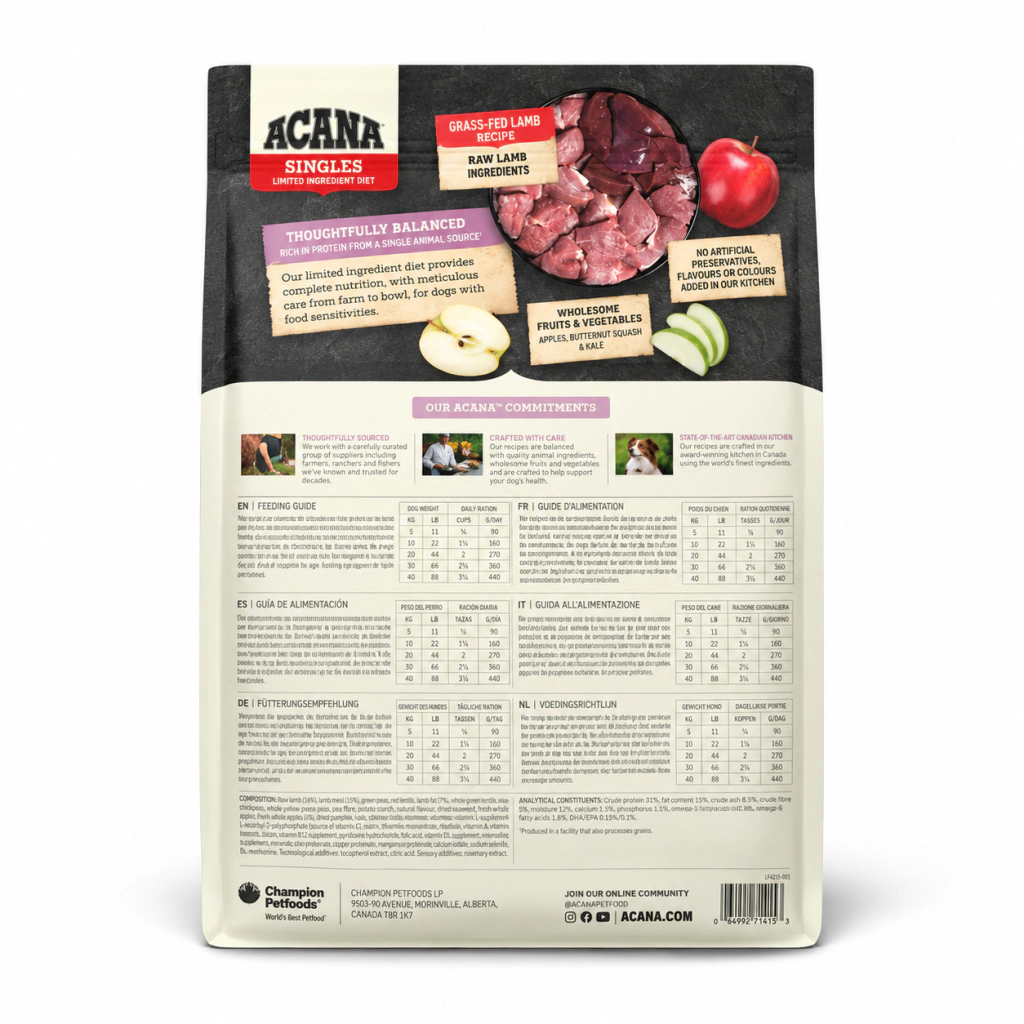 Acana Grass-Fed Lamb Mono Protein Kuzu Etli Tahılsız Köpek Maması ambalaj görseli (2)
