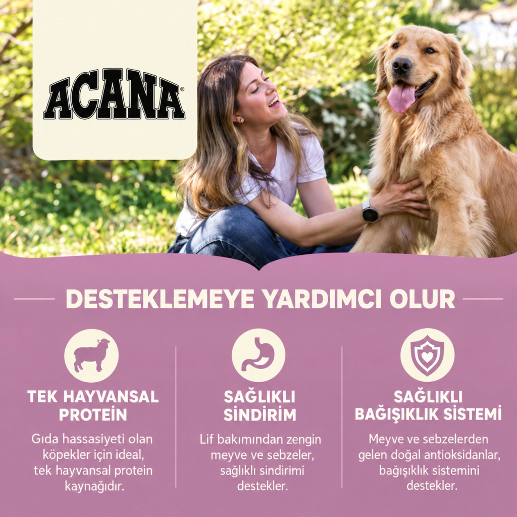 Acana Grass-Fed Lamb Mono Protein Kuzu Etli Tahılsız Köpek Maması ambalaj görseli (4)