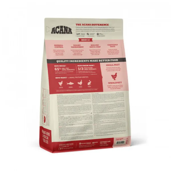 Acana Indoor Entree Hairball Control Tavuklu ve Ringa Balıklı Kısırlaştırılmış Kedi Maması ambalaj görseli