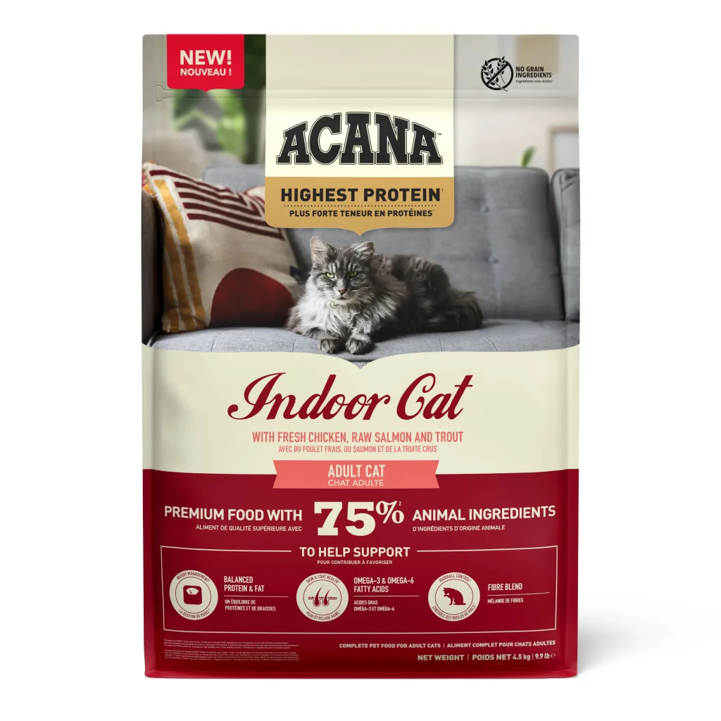 Acana Indoor Yüksek Proteinli Tavuk ve Balıklı Kedi Maması ambalaj görseli