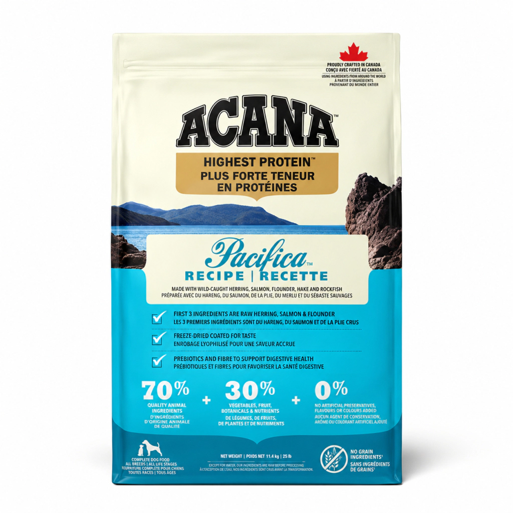 Acana Pacifica Zengin Balık Çeşitli Tahılsız Köpek Maması ambalaj görseli