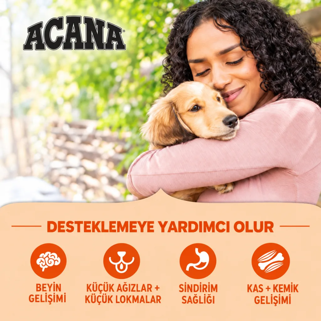 Acana Puppy Tavuklu Hindili ve Ringa Balıklı Tahılsız Yavru Köpek Maması ambalaj görseli (3)