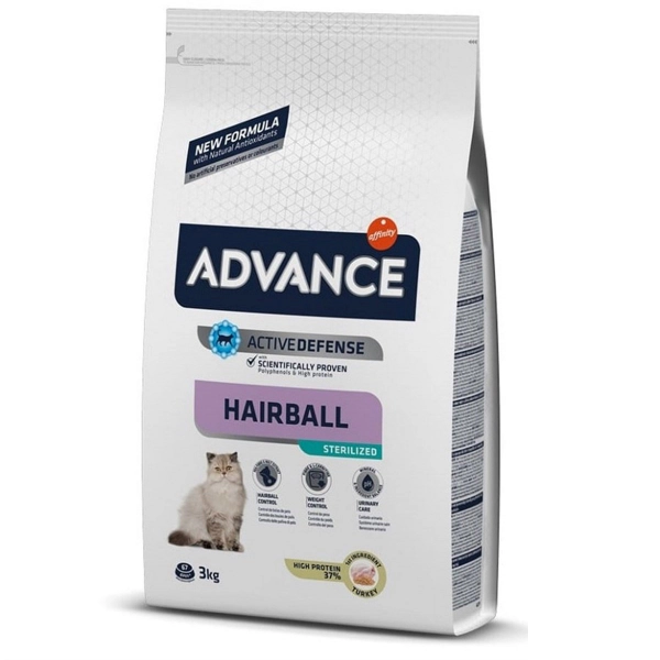 Advance Tüy Yumağı Hindili Kısırlaştırılmış Kedi Maması ambalaj görseli