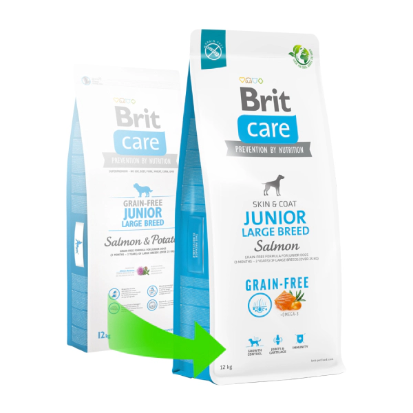 Brit Care Large Junior Somonlu Tahılsız Büyük Irk Yavru Köpek Maması ambalaj görseli (2)