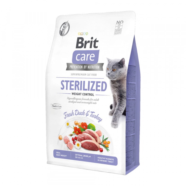 Brit Care Ördekli ve Hindili Tahılsız Kısırlaştırılmış Kedi Maması ambalaj görseli