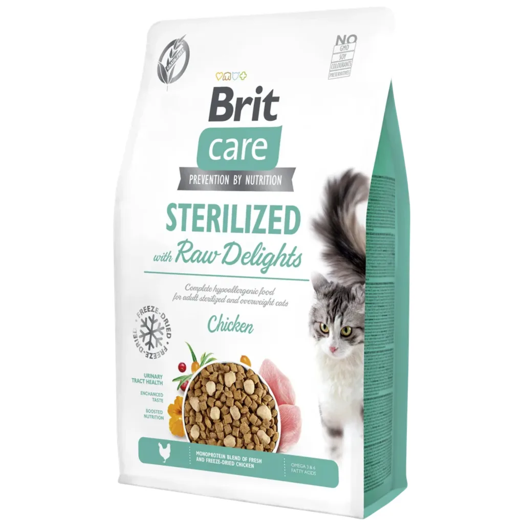 Brit Care Sterilized Raw Delights Tavuklu Tahılsız Kısırlaştırılmış Kedi Maması ambalaj görseli