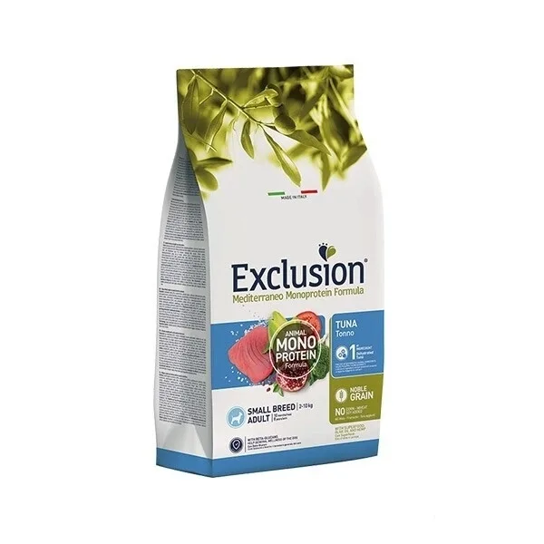 Exclusion Small Adult Mono Protein Ton Balıklı ve Narlı Küçük Irk Yetişkin Köpek Maması ambalaj görseli