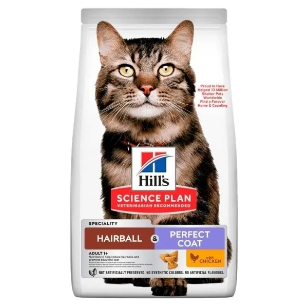 Hill's Science Plan Hairball Perfect Coat Tavuklu Yetişkin Kedi Maması ambalaj görseli