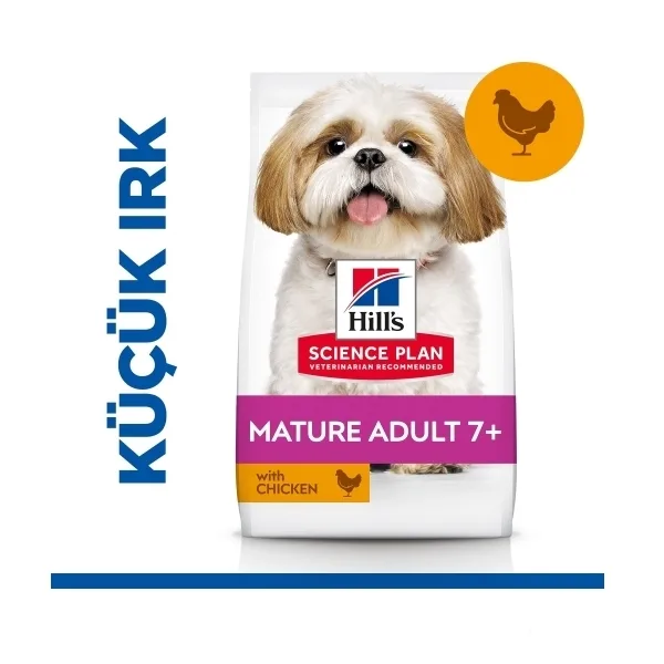 Hill's SCIENCE PLAN Small&Mini Mature Adult 7+ Tavuklu ve Hindili Küçük Irk Yaşlı Köpek Maması ambalaj görseli