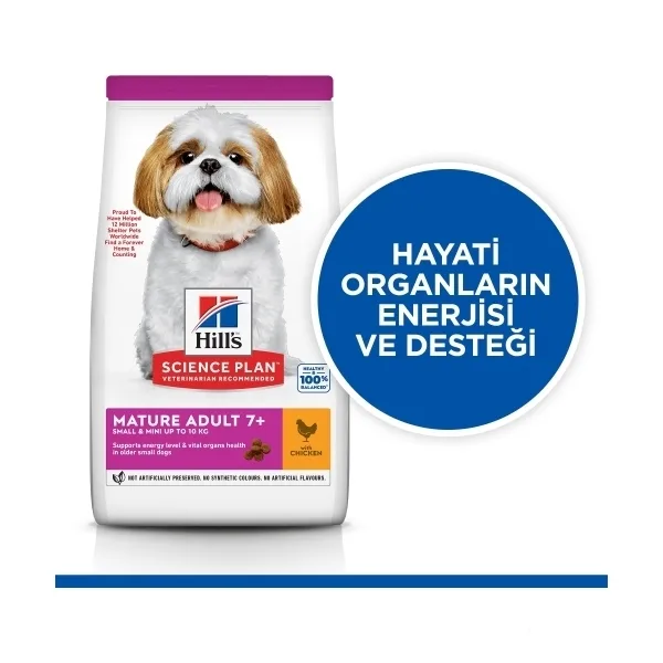 Hill's SCIENCE PLAN Small&Mini Mature Adult 7+ Tavuklu ve Hindili Küçük Irk Yaşlı Köpek Maması ambalaj görseli (2)