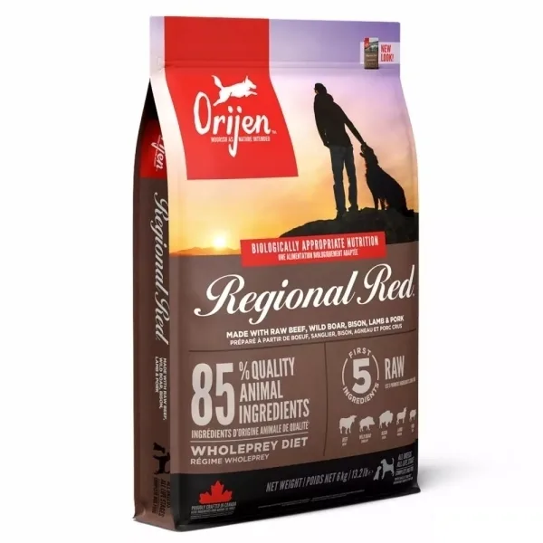 Orijen Regional Red Zengin Kırmızı Et Çeşitli Tahılsız Yetişkin Köpek Maması ambalaj görseli