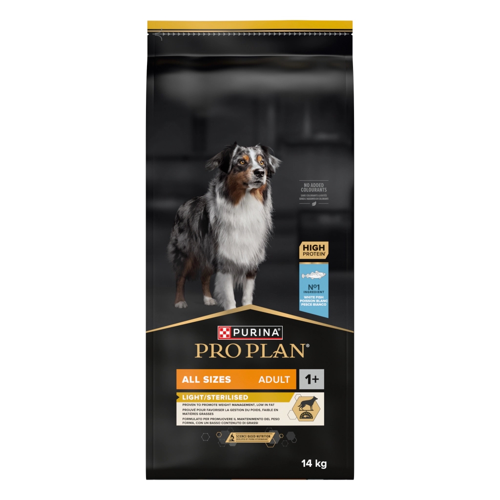 Pro Plan All Sizes Adult Light/Sterilised Alabalıklı Kısırlaştırılmış Köpek Maması ambalaj görseli