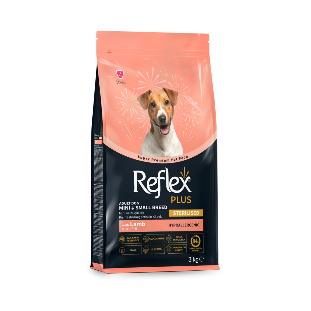 Reflex Plus Kuzu Etli Mini ve Küçük Irk Kısırlaştırılmış Köpek Maması ambalaj görseli