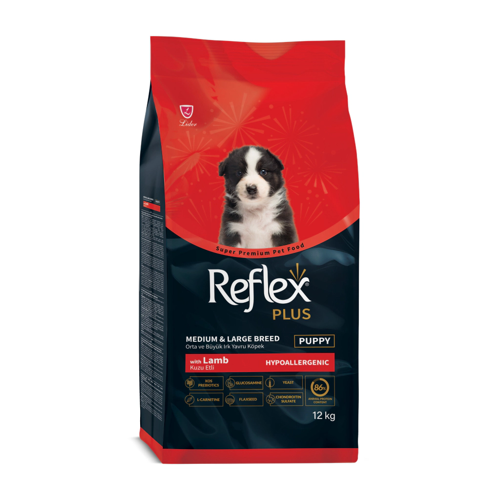 Reflex Plus Kuzulu Orta ve Büyük Irk Yavru Köpek Maması ambalaj görseli (2)