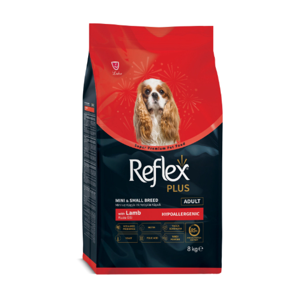 Reflex Plus Mini ve Küçük Irk Kuzulu ve Pirinçli Yetişkin Köpek Maması ambalaj görseli (2)