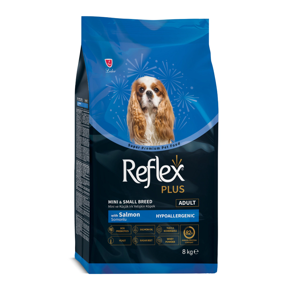Reflex Plus Mini ve Küçük Irk Somonlu Yetişkin Köpek Maması ambalaj görseli (2)