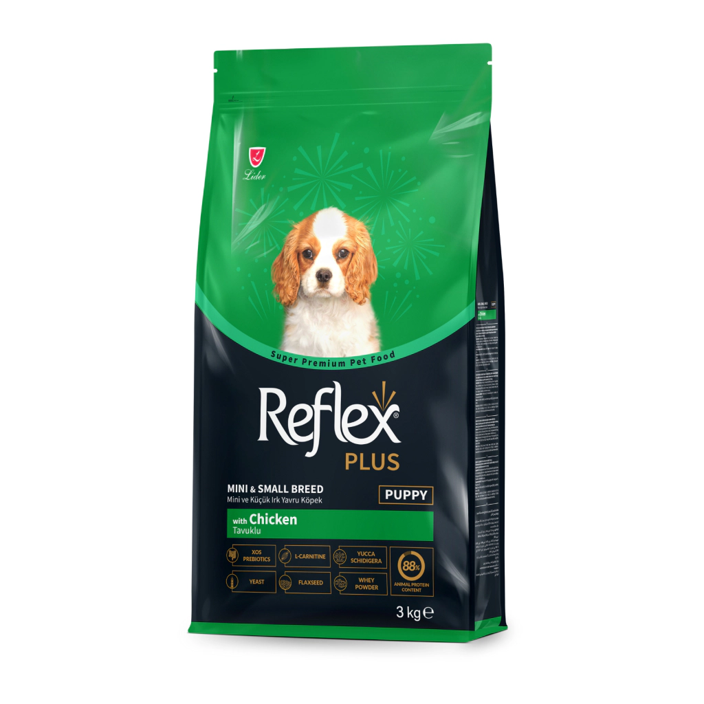 Reflex Plus Mini ve Küçük Irk Tavuklu Yavru Köpek Maması ambalaj görseli (2)