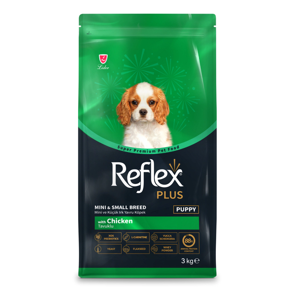 Reflex Plus Mini ve Küçük Irk Tavuklu Yavru Köpek Maması ambalaj görseli (3)