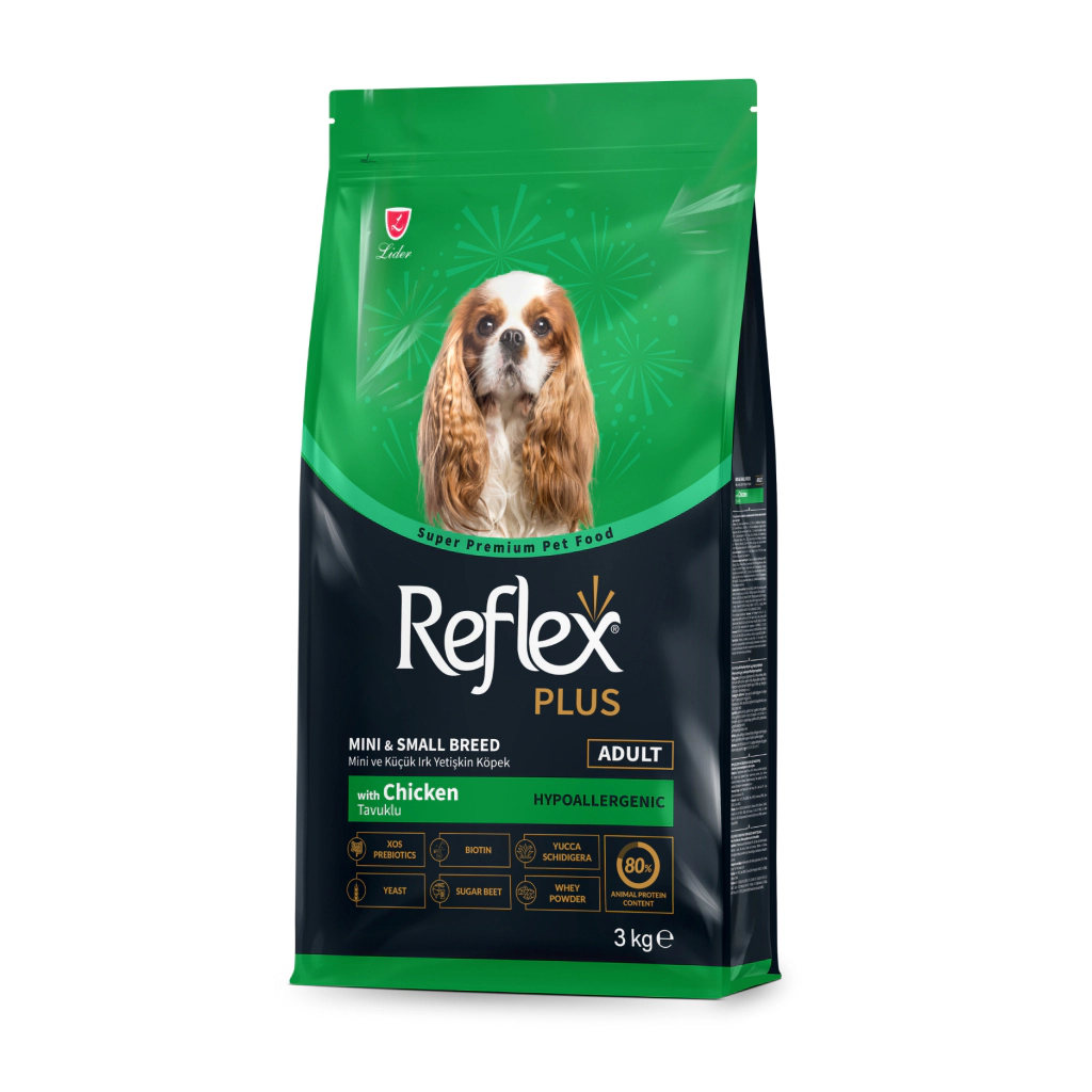 Reflex Plus Mini ve Küçük Irk Tavuklu Yetişkin Köpek Maması ambalaj görseli (2)