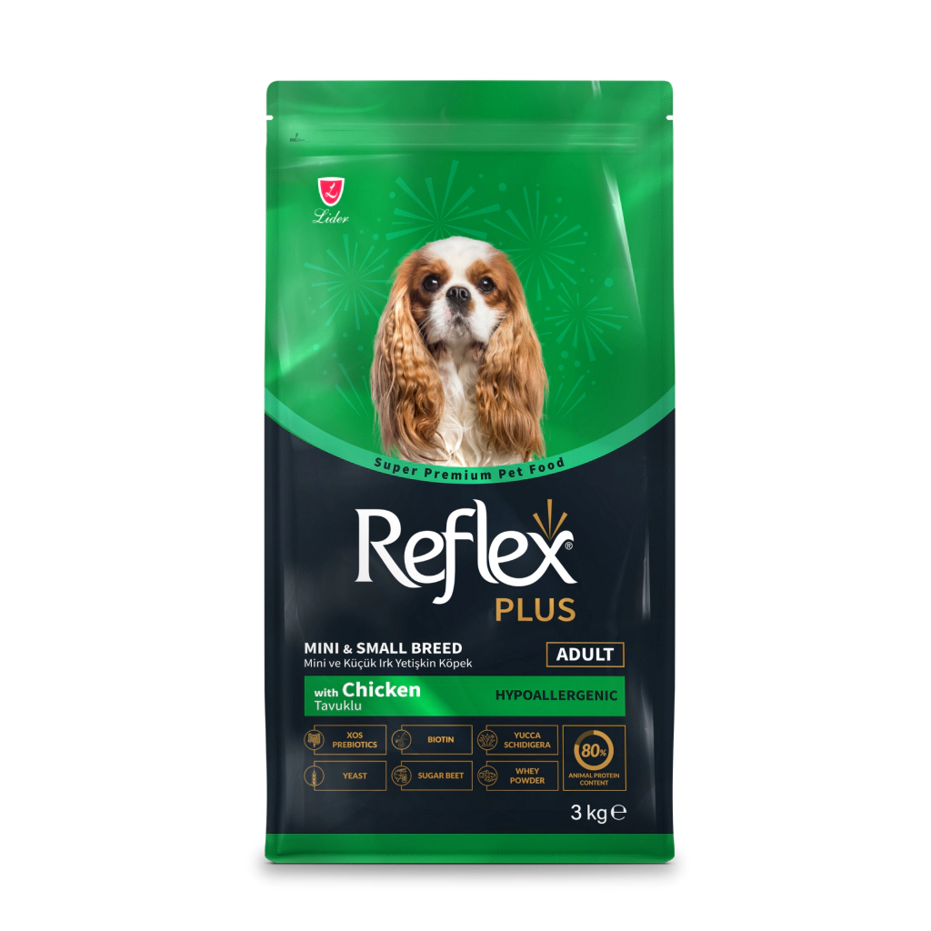 Reflex Plus Mini ve Küçük Irk Tavuklu Yetişkin Köpek Maması ambalaj görseli (3)
