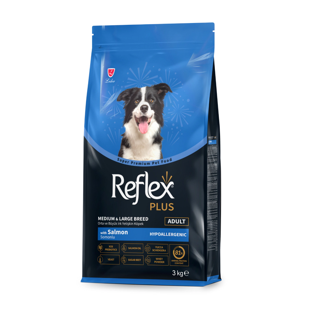 Reflex Plus Orta ve Büyük Irk Somonlu Yetişkin Köpek Maması ambalaj görseli (2)