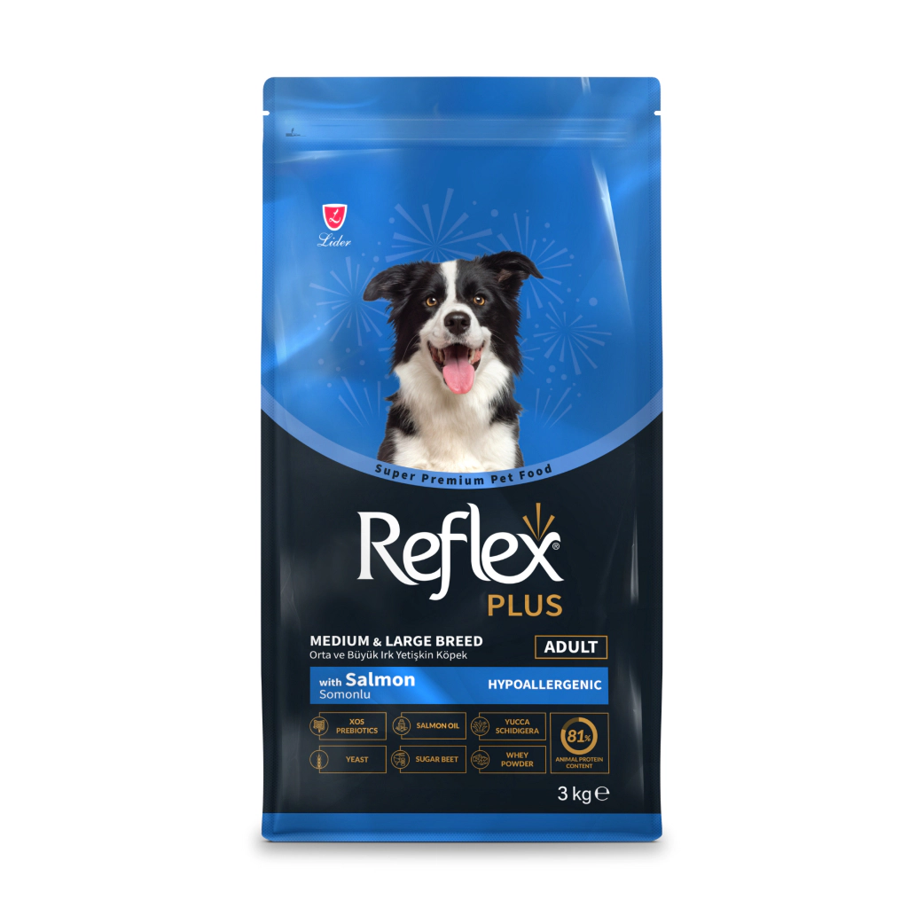 Reflex Plus Orta ve Büyük Irk Somonlu Yetişkin Köpek Maması ambalaj görseli (3)