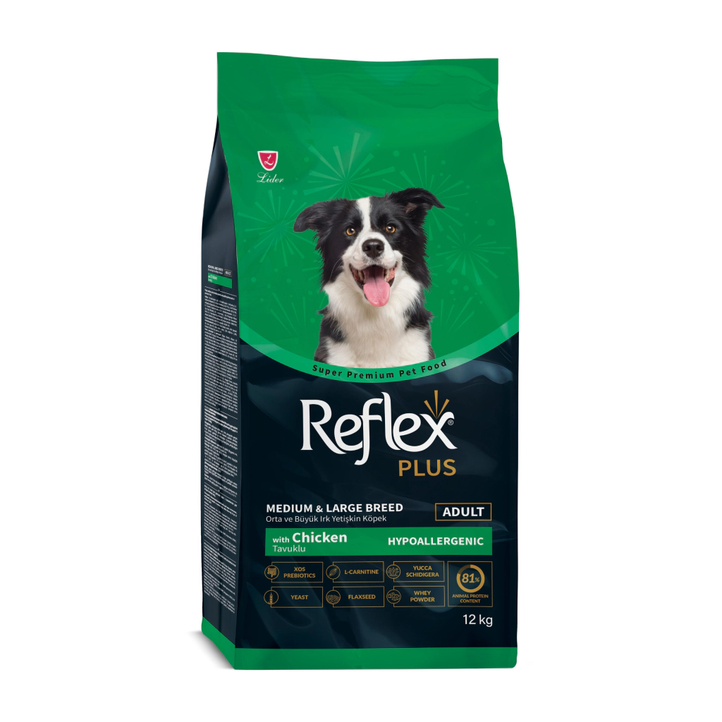 Reflex Plus Tavuklu Orta ve Büyük Irk Yetişkin Köpek Maması ambalaj görseli