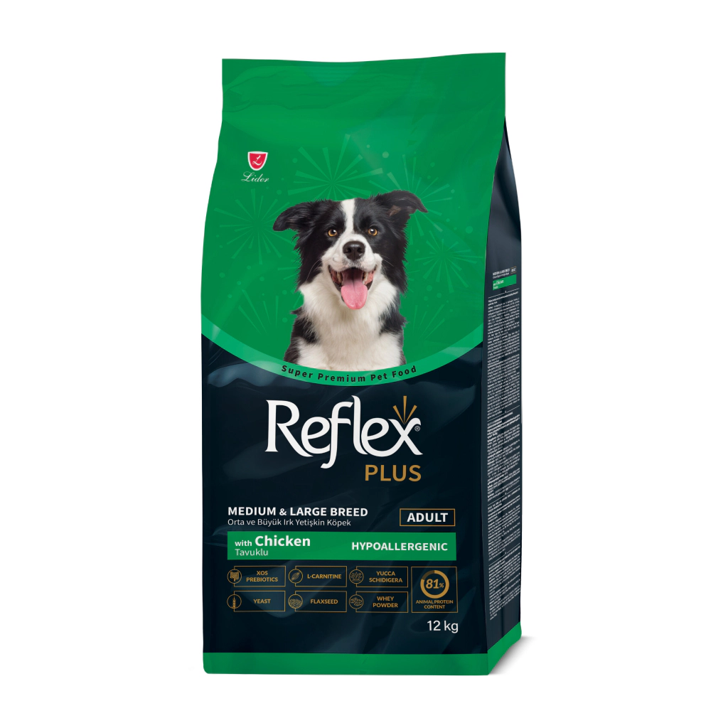 Reflex Plus Tavuklu Orta ve Büyük Irk Yetişkin Köpek Maması ambalaj görseli (2)