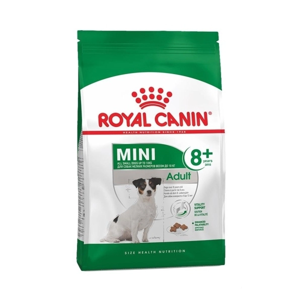 Royal Canin Mini Adult 8+ Küçük Irk Yaşlı Köpek Maması ambalaj görseli